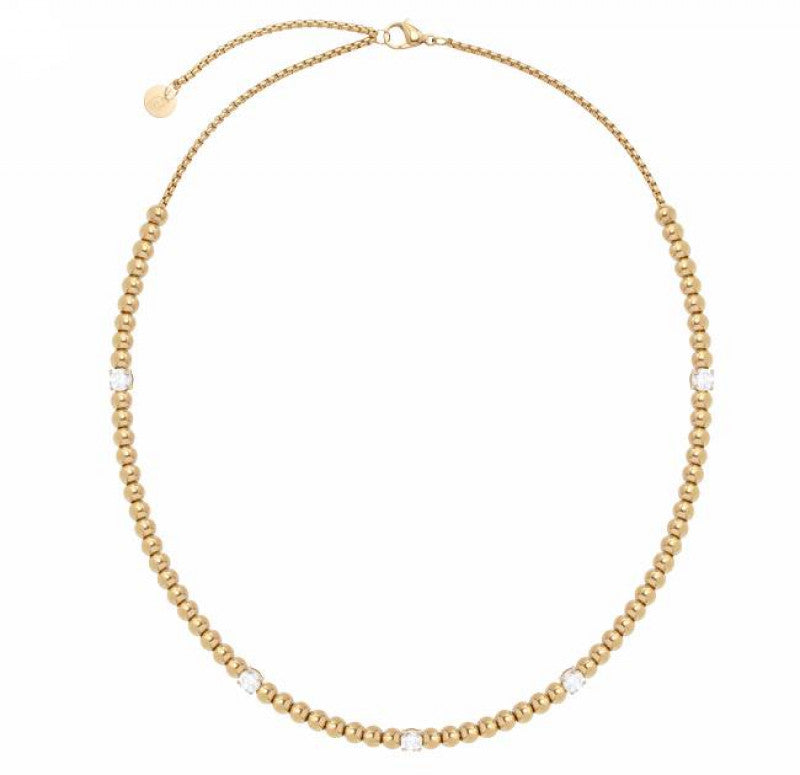 Collana Liu Jo Donna Acciaio Sfere Gold e Cristalli Bianchi _LJ2982