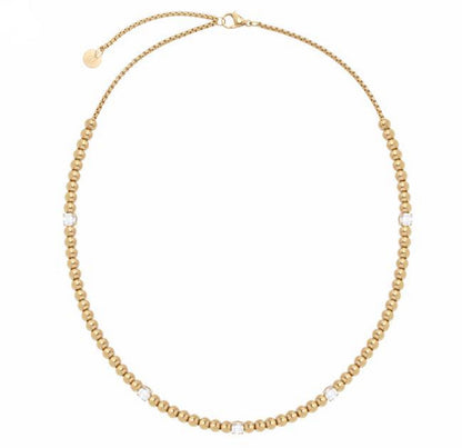 Collana Liu Jo Donna Acciaio Sfere Gold e Cristalli Bianchi _LJ2982