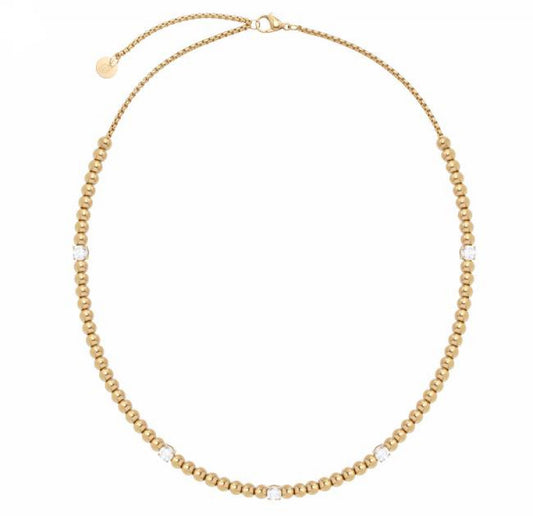 Collana Liu Jo Donna Acciaio Sfere Gold e Cristalli Bianchi _LJ2982