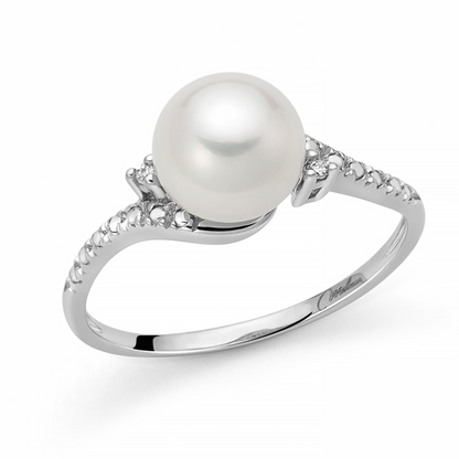 Anello Miluna Donna Oro Bianco 18 kt Perla Vera e Diamanti Misura n. 15 _PLI1665