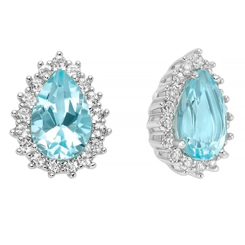 Orecchini Miluna Donna Argento 925 A Lobo Topazio azzurro Goccia _ERD3123