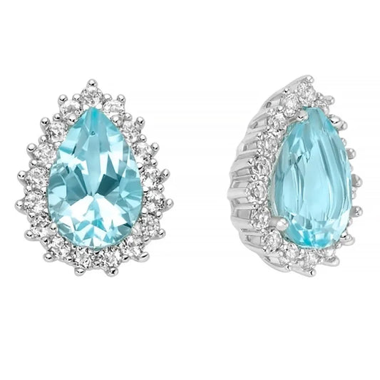 Orecchini Miluna Donna Argento 925 A Lobo Topazio azzurro Goccia _ERD3123