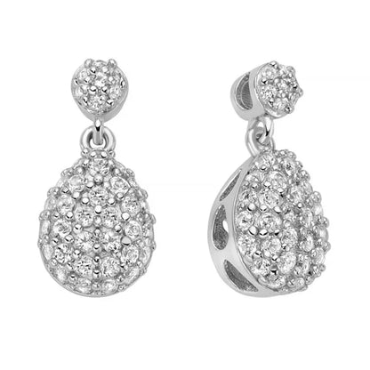 Orecchini Miluna Donna Argento 925 Pendente Goccia Pavé Topazi Bianchi _ERD3112