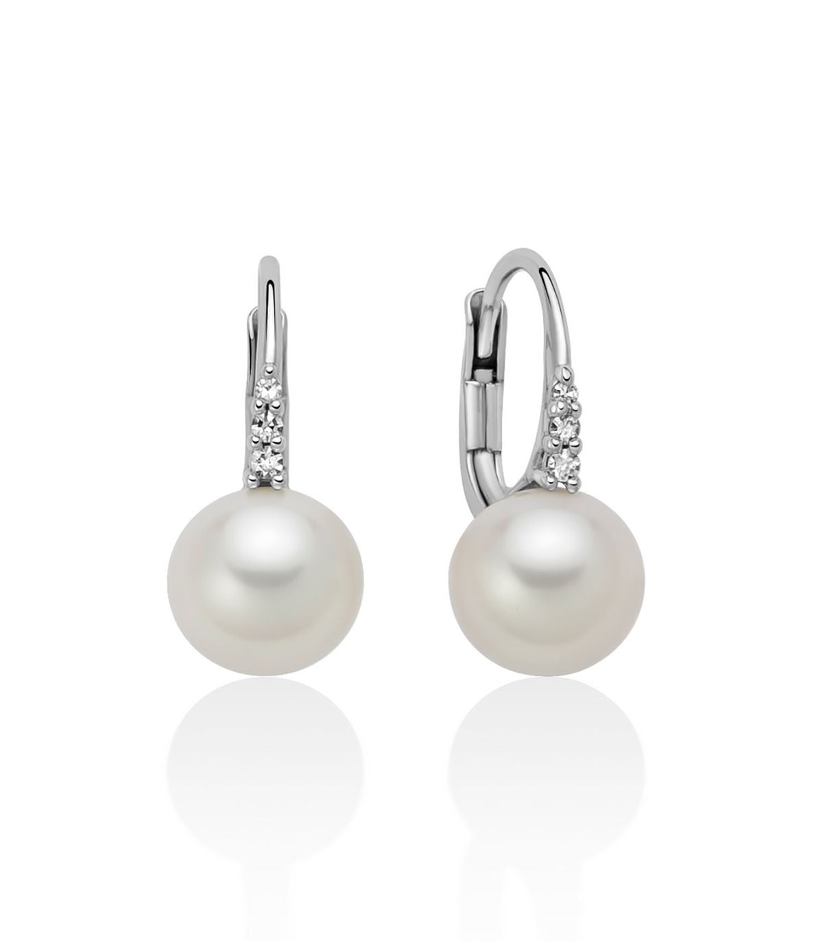 Orecchini Miluna Donna Oro Bianco 18 kt Monachina Perle e Diamanti _PER2784