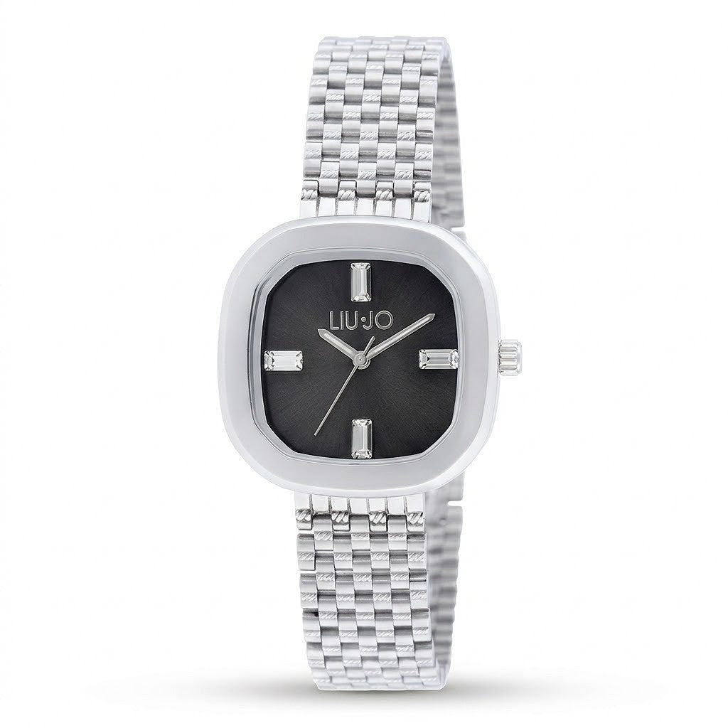 Orologio Liu Jo Chains Elison Donna Acciaio Silver Quadr. Nero _TLJ2775