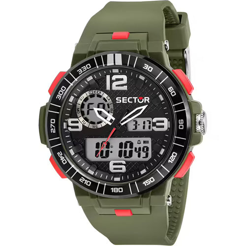 Orologio Sector Ex 28 Uomo Analogico-Digitale Cinturino PU Verde Militare _R3251532001