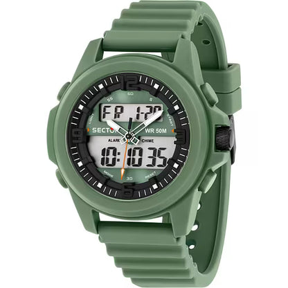 Orologio Sector Ex 48Uomo Analogico-Digitale Cinturino Plastica Verde  Oliva_R3251302004