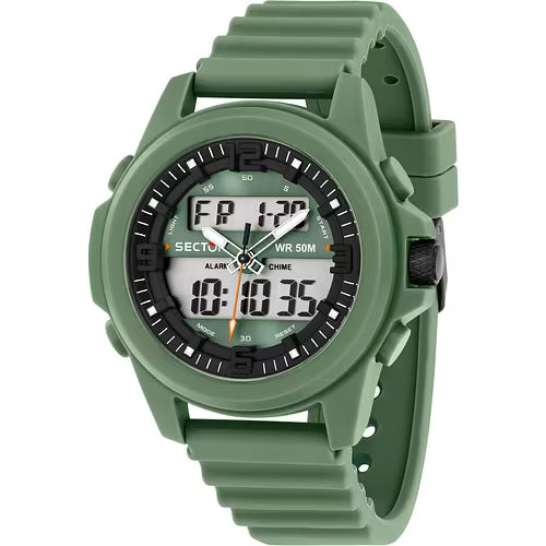 Orologio Sector Ex 48Uomo Analogico-Digitale Cinturino Plastica Verde  Oliva_R3251302004