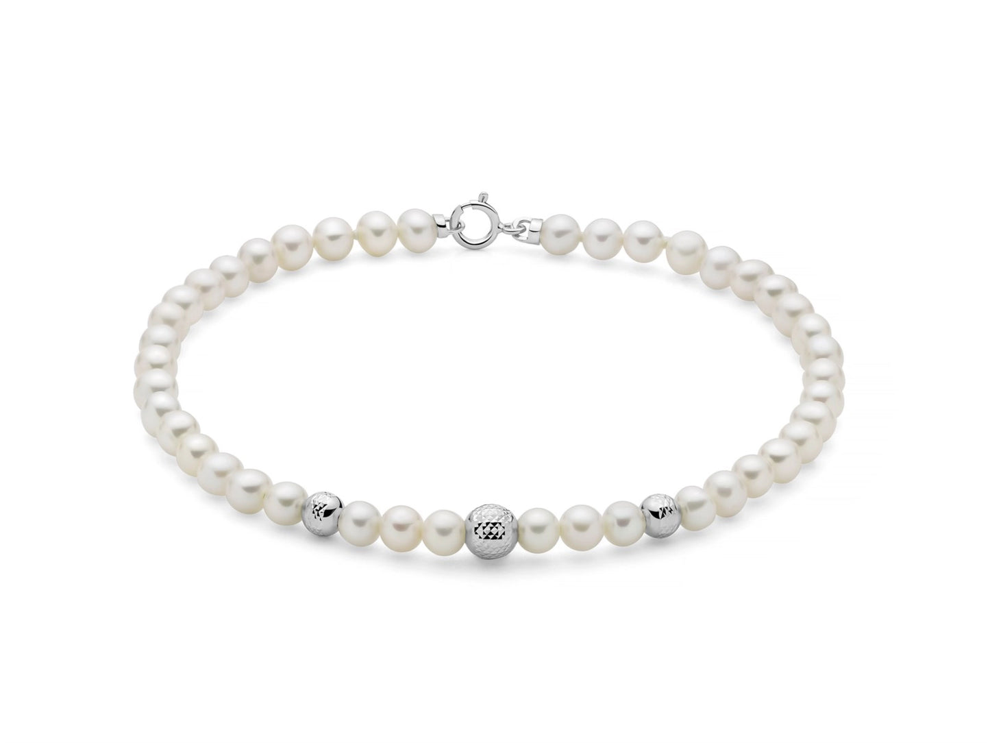 Bracciale Miluna Donna Oro Bianco 18 Kt Perle e Boule Sfaccettate _PBR3715