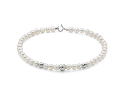 Bracciale Miluna Donna Oro Bianco 18 Kt Perle e Boule Sfaccettate _PBR3715