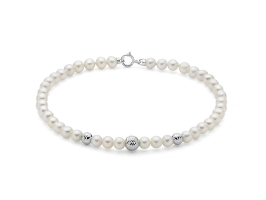 Bracciale Miluna Donna Oro Bianco 18 Kt Perle e Boule Sfaccettate _PBR3715