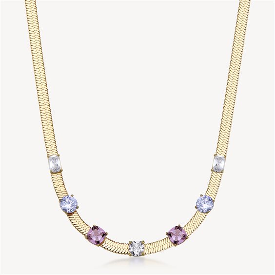 Collana Brosway DREAMING Donna Acciaio Gold Snake Zirconi Ametista Bianco _BIG06