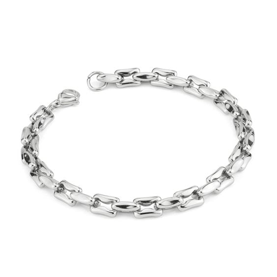 Bracciale Boccadamo Uomo Acciaio Silver Maglia ad Osso _ABR750