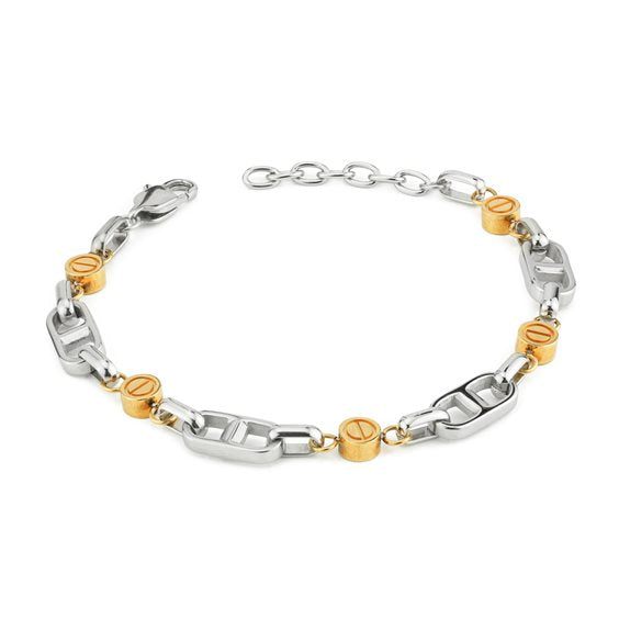 Bracciale Boccadamo Uomo Acciaio Silver Placcato Oro Giallo _ABR755