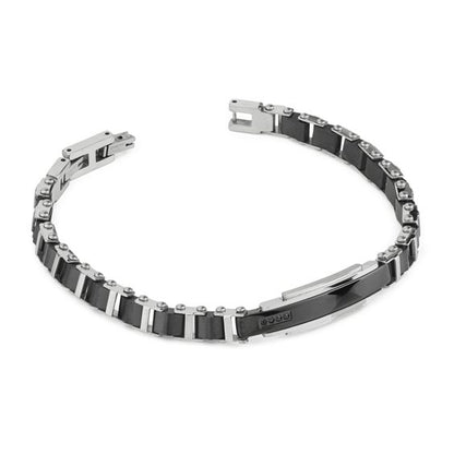 Bracciale Boccadamo Uomo Acciaio Silver pvd Nero e Cristalli _ABR776N