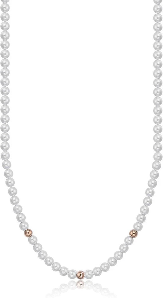 Collana Luca Barra Donna Acciaio Perle e Sfere Rose Gold _CK1440
